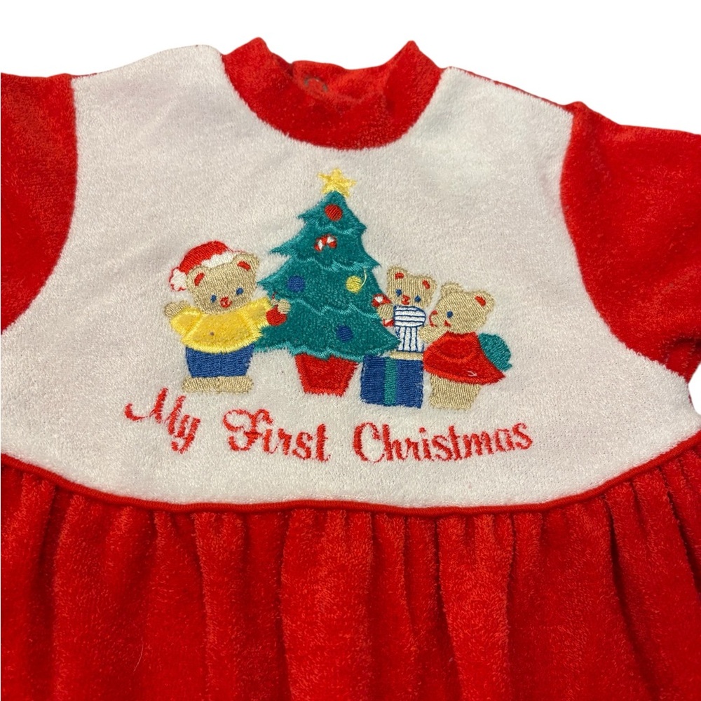VTG Little Me Red White Infant My First Christmas Sleeper